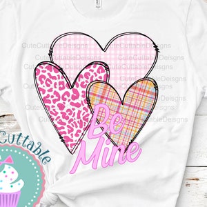 Valentine PNG: Plaid Cheetah Leopard Hearts - Be Mine Design (Digital Download)