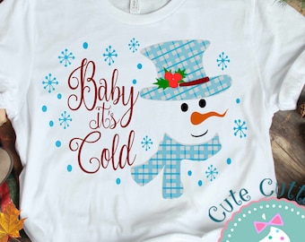 Baby it's cold outside Plaid snowman svg,  Buffalo Plaid Christmas SVG, DXF, EPS, cut file santa hat svg snowman cut file, Sublimation png