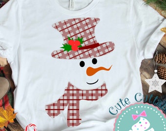 Buffalo Plaid snowman svg, Red Plaid Christmas SVG, DXF, EPS, cut file santa hat svg snowman cut file, Sublimation png