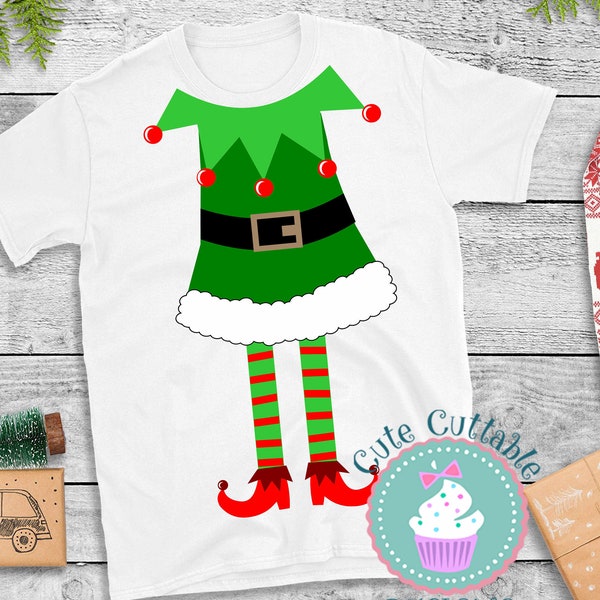 Girl Elf svg Ugly Christmas sweater, Christmas SVG, Elf suit svg, Elf body svg, Elf legs elf costume funny Cut file Eps Dxf Png sublimation