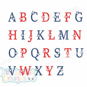 Stars SVG Cut File Font Star Alphabet svg, stars font svg, stars capital letters svg Patriotic Cricut Files Silhouette Studio Digital Files