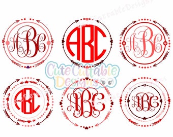 Heart Arrow Monogram Svg Files, Valentine Digital Design, Cutting files for Silhouette & Cricut Svg Dxf Eps, Png Silhouette Cuttable Frames