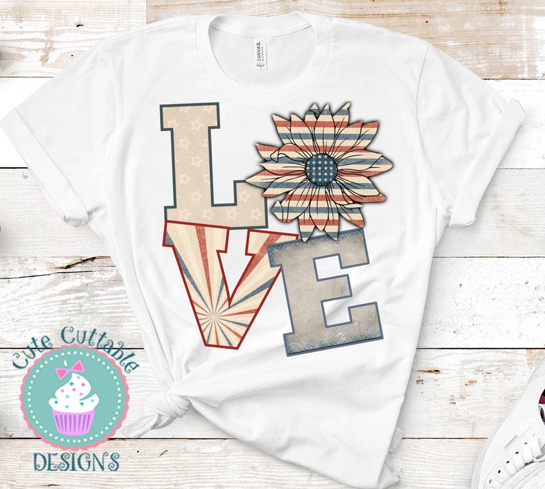 Download Patriotic Love Sunflower 4th of July Sublimation png USA ...