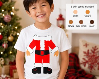 Santa Suit Body PNG Set: 5 Skin Tones for Christmas Shirt Sublimation