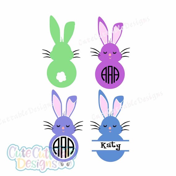 Bunny Monogram Frames SVG Easter Bunny SVG Bow svg svg | Etsy