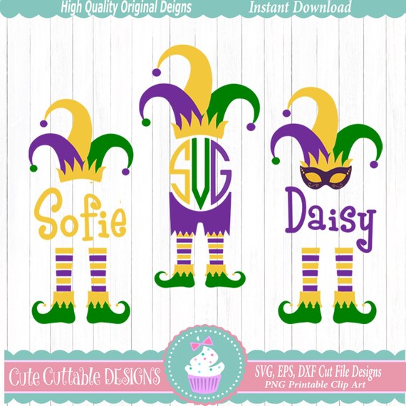 Mardi Gras Svg Jester Monogram Svg Cut File Fat Tuesday Svg Etsy