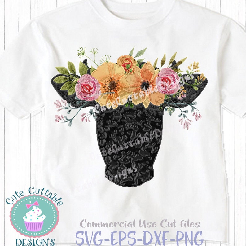 Download Floral Cow Head Sublimation Clipart file bull Flowers | Etsy
