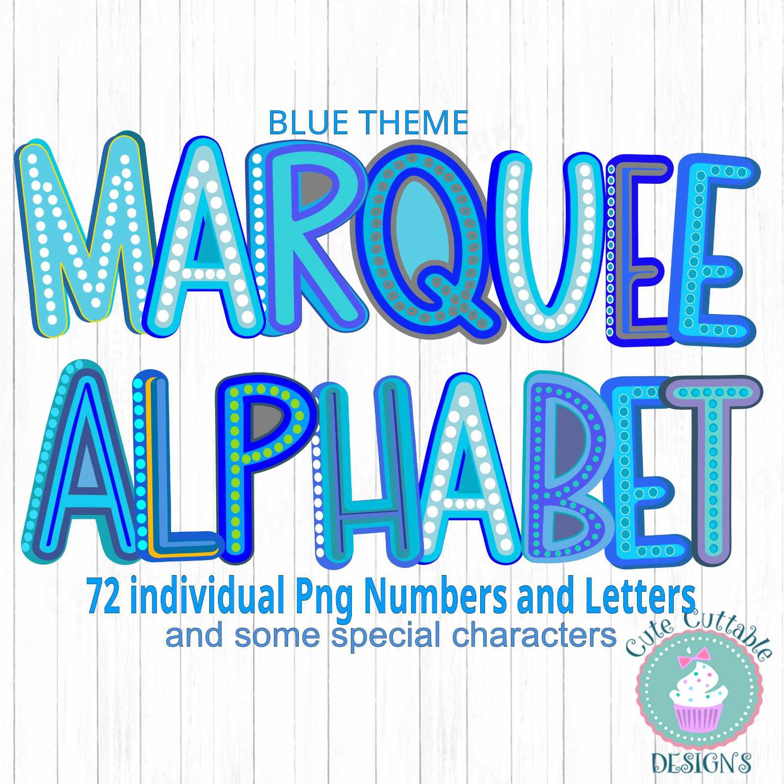 Blue Marquee Letters png, Bright Alphabet clipart Font, Funky Colorful letters Numbers, Hand Drawn Alpha Font Digital Sublimation PNG Design