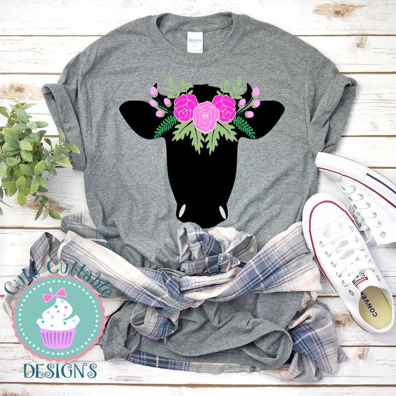 Download Cow Head svg Cow Skull Floral cut file Heifer Flowers | Etsy