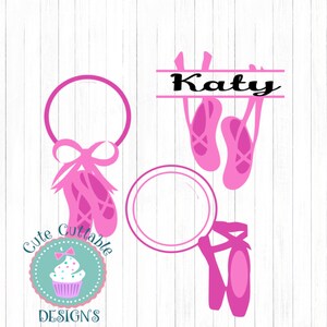 Ballet Shoes SVG, Ballerina Monogram, Dance Cut Files (Digital Download)