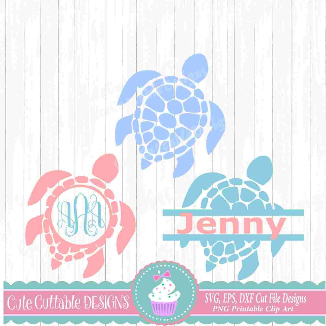 Sea Turtle Monogram Frame Svg, Beach Svg, Ocean Svg, Dxf, Eps, Png