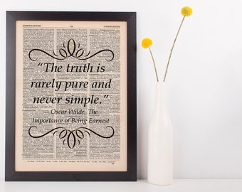 The truth is rarely pure Dictionary Art Print Book Oscar Wilde Gift Funny