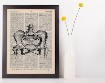 Anatomical Hips and Pelvic Joints Dictionary Art Print,Medical Anatomy Vintage