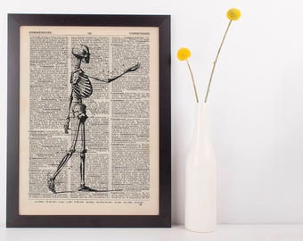 Anatomical Side Skeleton Dictionary Art Print,Medical Anatomy Vintage