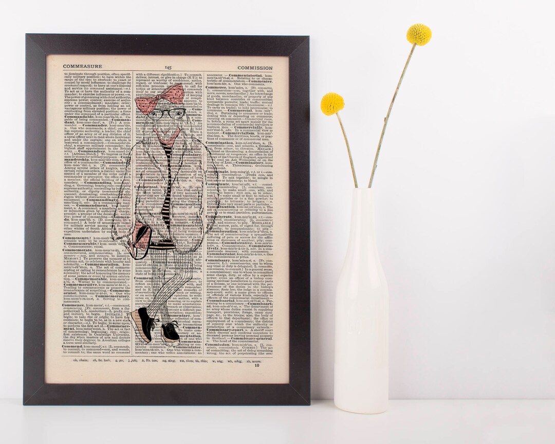 Sheep in a Fur Coat Dictionary Wall Picture Art Print Vintage Animal in