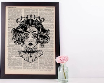 Surreal 4 Eyes Devil Halo Dictionary Print