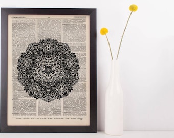 Fancy Flower Mandala Dictionary Print