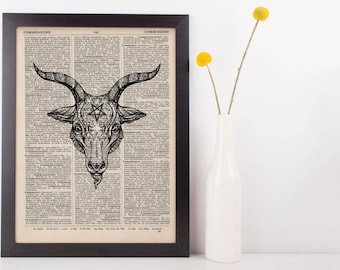 Baphomet Pentagram Head Dictionary Print