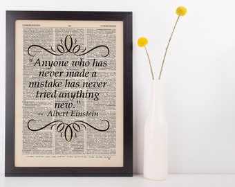 Anyone Who Has Ever Made a Mistake Quote Dictionary Art Print Book Einstein