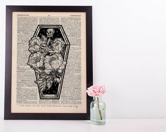 Coffin Roses Plant Hipster Dictionary Art Print Vintage Alternative