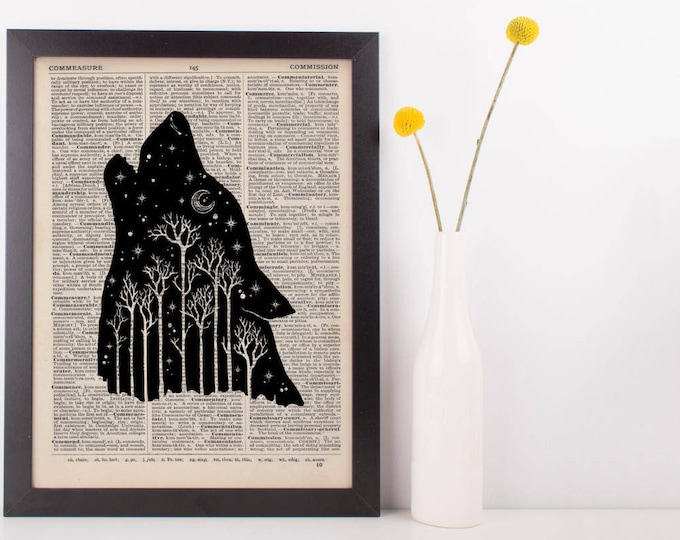 Featured listing image: Wolf Forest Dictionary Print