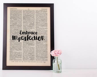 Embrace Imperfection Dictionary Art Print Inspire Motivational