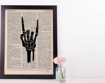 I Love You Sign Language Skeleton Hand Dictionary Print