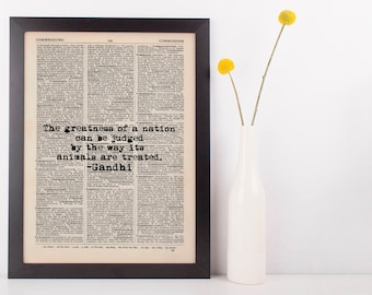 The Greatness of a Nation Gandhi Dictionary Art Print Inspire Motivational