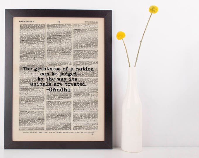 Featured listing image: The Greatness of a Nation Gandhi Dictionary Art Print Inspire Motivational