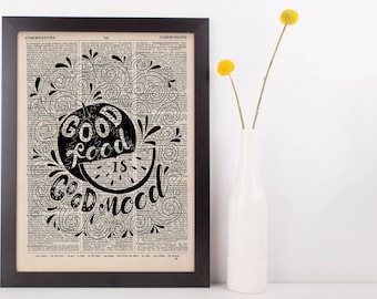 Good Food Good Mood Kitchen Food Quote Dictionary Print