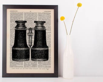 Binoculars Dictionary Art Print Vintage Hipster Antique