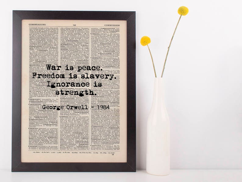 War is Peace Orwell 1984 Dictionary Art Print Inspire Etsy