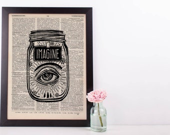 Surreal Imagine Eye Jar Dictionary Print