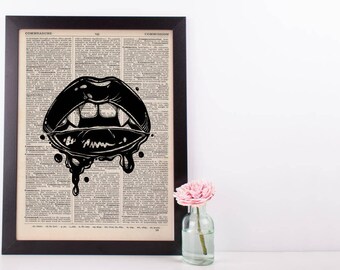 Vampire Bleeding Lips Dictionary Print