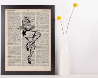 Fishnets and Flowers Dictionary Print