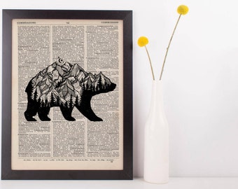 Mountain Bear Dictionary Print