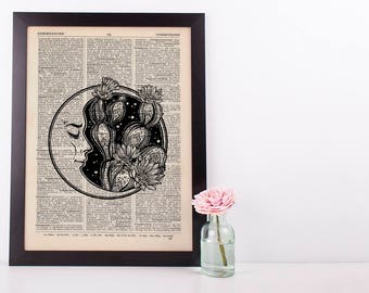 Moon Cactus Circle Plant Dictionary Art Print Vintage Alternative Succulent