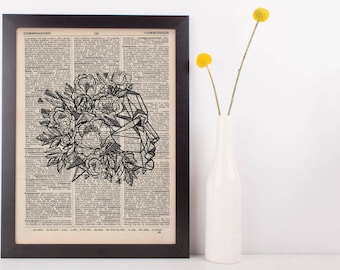 Floral Geometric Face Dictionary Print