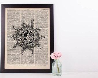 Wind Moon Mountains Mandala Dictionary Print