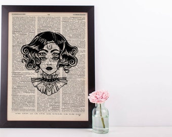 Surreal Moon Eyes Steampunk Dictionary Print