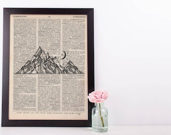 Mountain and Moon Dictionary Print