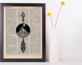 Arrow Mountain Circle Dictionary Print