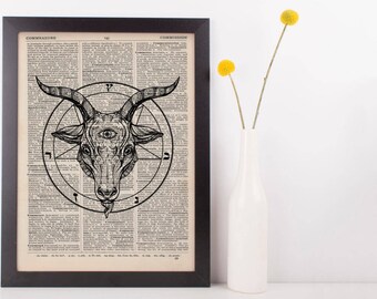 Buy 2 Get 1 Free Using Code 3for2, Baphomet Pentagram Circle Dictionary Print