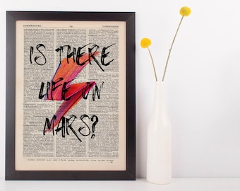 Is Their Life on Mars Quote Dictionary Art Print, Vintage David Bowie