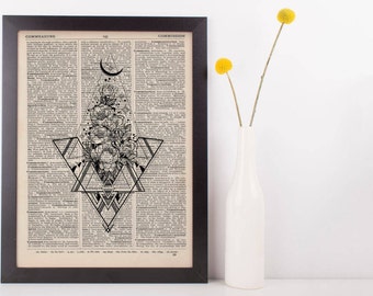 Flowers Diamond and Triangles Dictionary Print