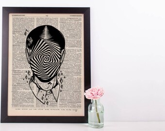 Surreal Hypnotic Face Dictionary Print