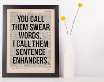 You call them swear words. Dictionary Art Funny Wall Decor Art Sarcasm