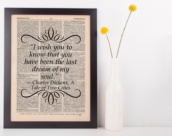 I wish you to know that you Dictionary Art Print Book Dickens Tale of Two Citys
