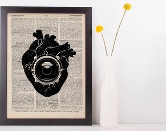 Anatomical Heart Beat Bass Speaker Quote Dictionary Print