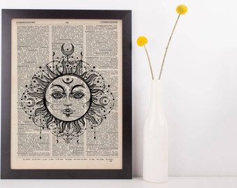 Large Sun With Moon Halo Dictionary Print